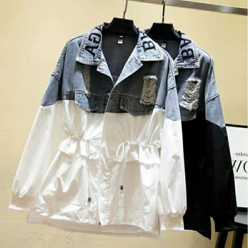 Denim Patchwork Jacket for Women Autumn New Loose Casual Long Sleeve Fashion Top Trendy European Style Women's Clothing