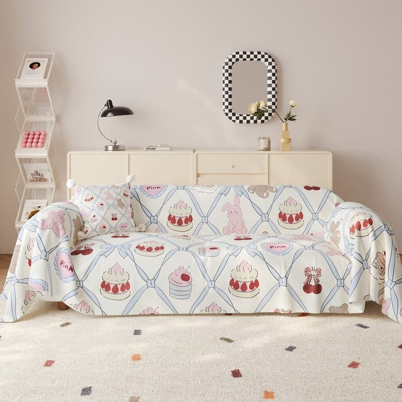 Cartoon-Style High-End Luxury Sofa Cover Cloth, All-Season Sofa Towel, Full Cover, Anti-Cat Scratch, Anti-Slip, Dust-Proof Sofa Cover