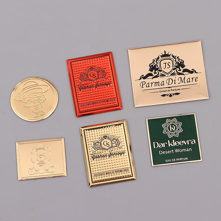 Metal perfume nameplate aromatherapy candle printable LOGO cosmetic glass bottle label labeling sign curved wholesale