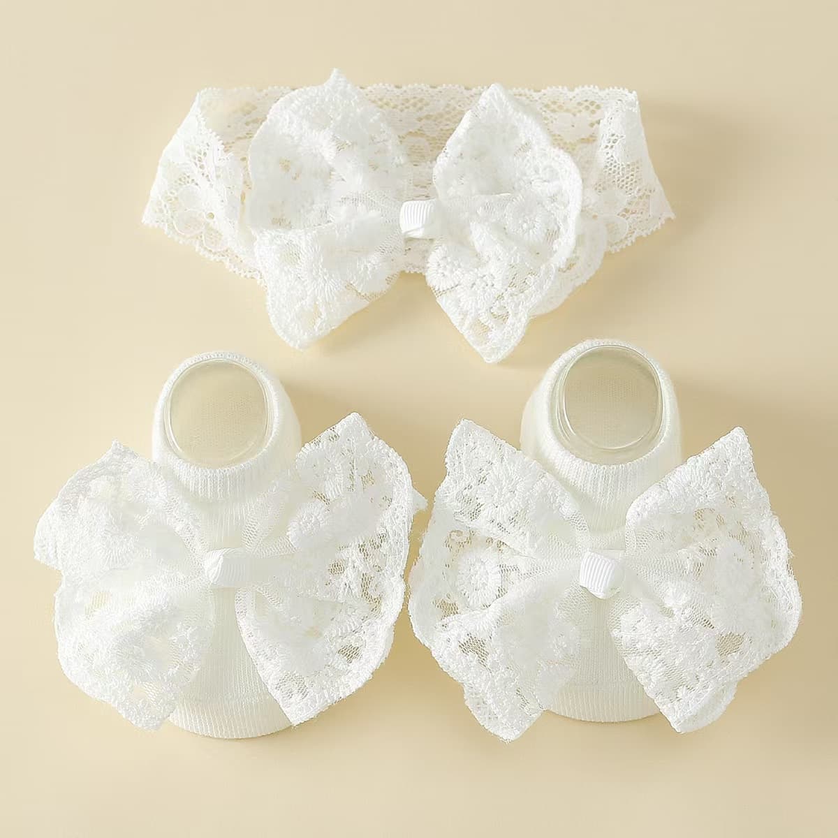 Baby Socks 2024 Spring Summer Autumn Lace Bow Princess Socks Non-Slip Ankle Socks Full Moon Socks Children's Headwear Wholesale
