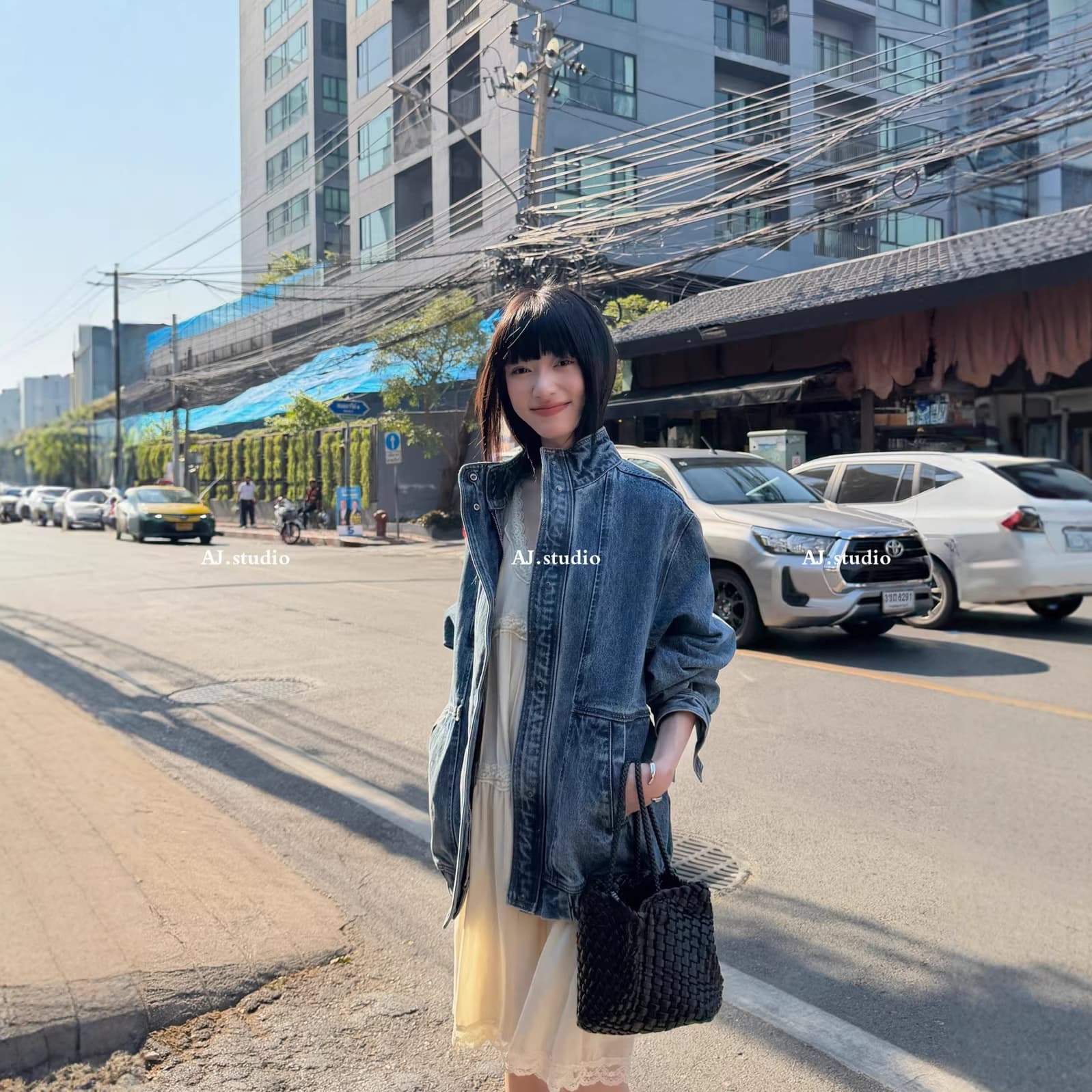 【AJ.STUDIO】Heavy-Duty Stand Collar Denim Jacket DX070