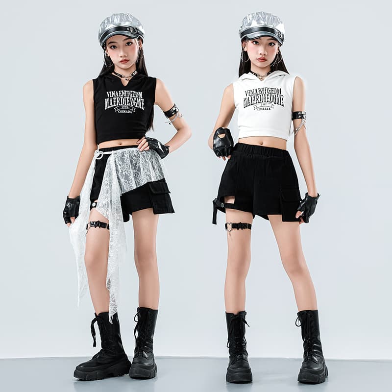 Children's Jazz Dance Performance Costume Jazz Girl Catwalk Cool Dance Outfit Children's Day Girl Group Crop Top Performance Suit Summer