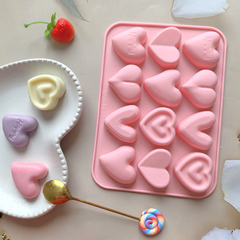 12-Cavity 6 Styles Heart 701 Candy Chocolate Silicone Mold DIY Baking Biscuit Cake Decorating Mold Ice Cube Tray