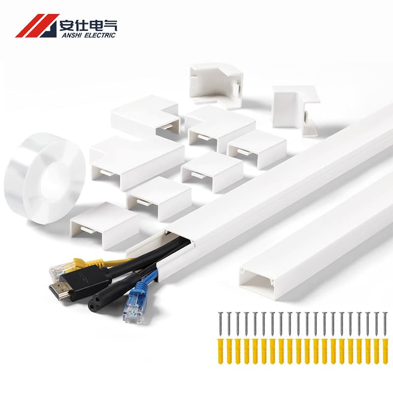 Flame-retardant PVC cable trays, surface-mounted, 40cm, no drilling required, directly supplied to Amazon premium cable tray sets.