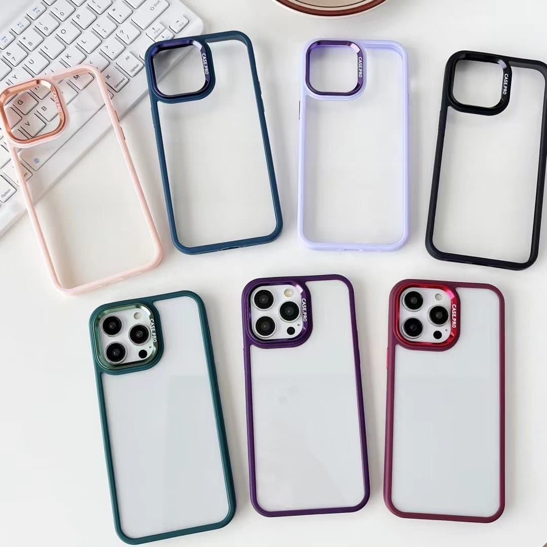 iPhone 15 Transparent Shockproof Case with Camera Lens Metal Ring, Compatible with Apple 14 Pro Max, DIY Customizable Case