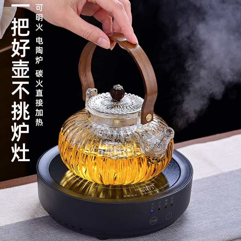 Japanese Style High Temperature Resistant Glass Tea Pot Set for Home Use Floral Tea Pot Kit for Afternoon Tea And Hot Pot