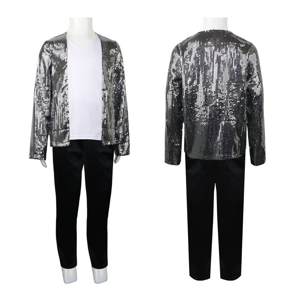 Michael Jackson Stage Costume Imitation Outfit with Sequins for Kids and Adults, MJ Performance Suit Set