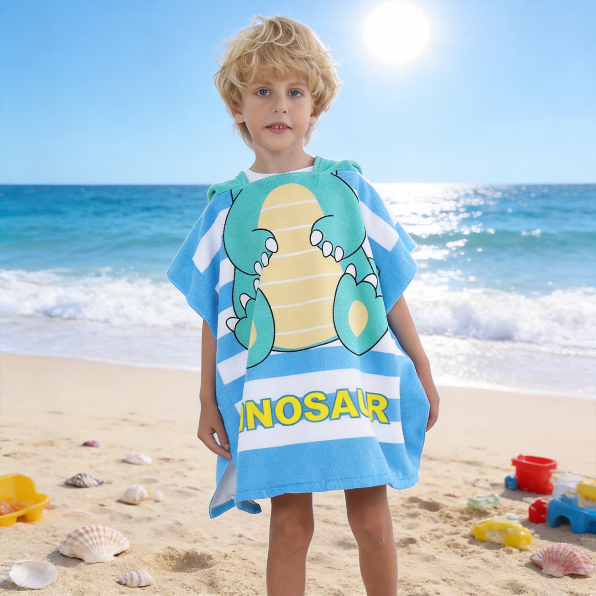 Children's bath towel poncho microfiber hooded swimming beach wearable baby beach towel children's quick-drying bath towel