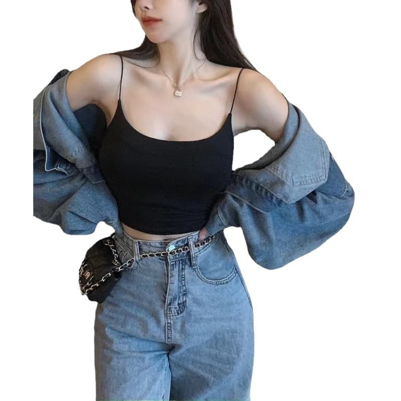 METWO Sexy Ice Silk Camisole Top with Built-in Pads, Backless Strapless Inner Wear, Short Crop Top for Summer