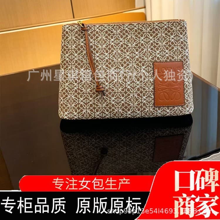 New Luojia cubi lunch box bag lunch clutch bag retro jacquard embroidery portable underarm cross-border genuine leather bag