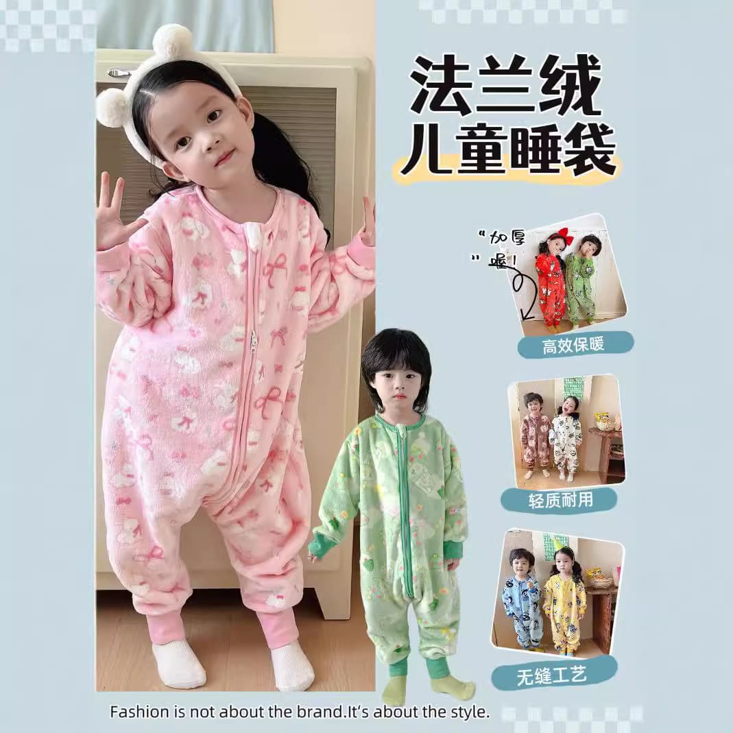Autumn/Winter New Style Children's Seamless Thickened Flannel Split Leg Sleep Bag Romper Anti-Kick Quilt (Drop Shipping)