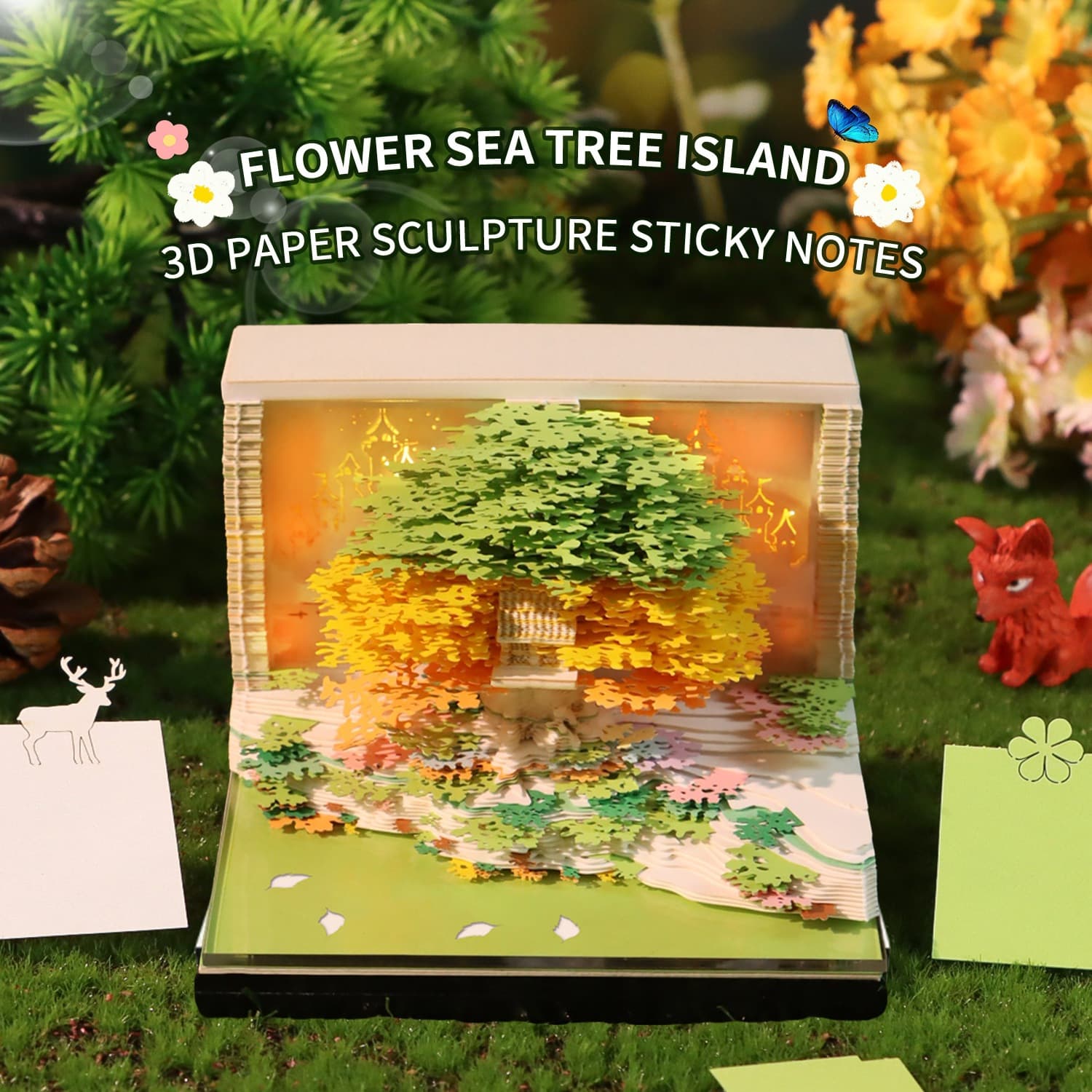 2026 Creative Paper Sculpture Calendar Flower Sea Treehouse 3D Memo Pad Corporate Souvenir Custom Ornament