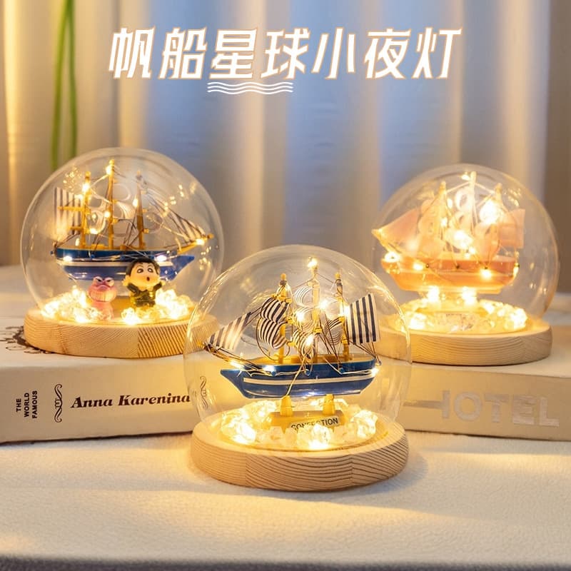 Smooth Sailing Sailboat Night Light Desktop Ornament, Handmade DIY Gift for Boyfriend, Girlfriend, Girls' Room Decoration