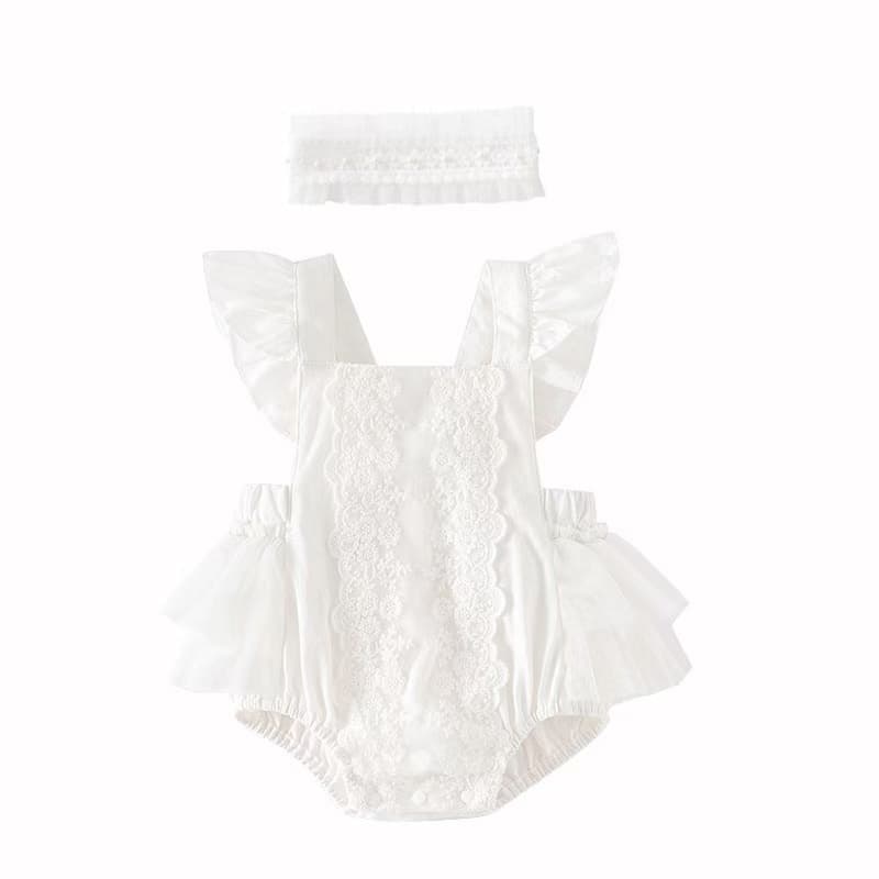 2026 Korean style baby girl short-sleeved lace flower sleeveless jumpsuit princess summer thin cover-up romper baby