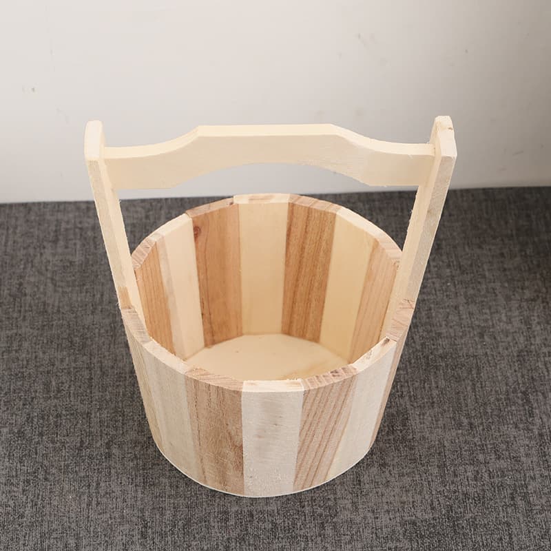 Portable Small Wooden Bucket Aroma Stone Storage Retro Round Spice Container Household Handled Open-top Wooden Pail