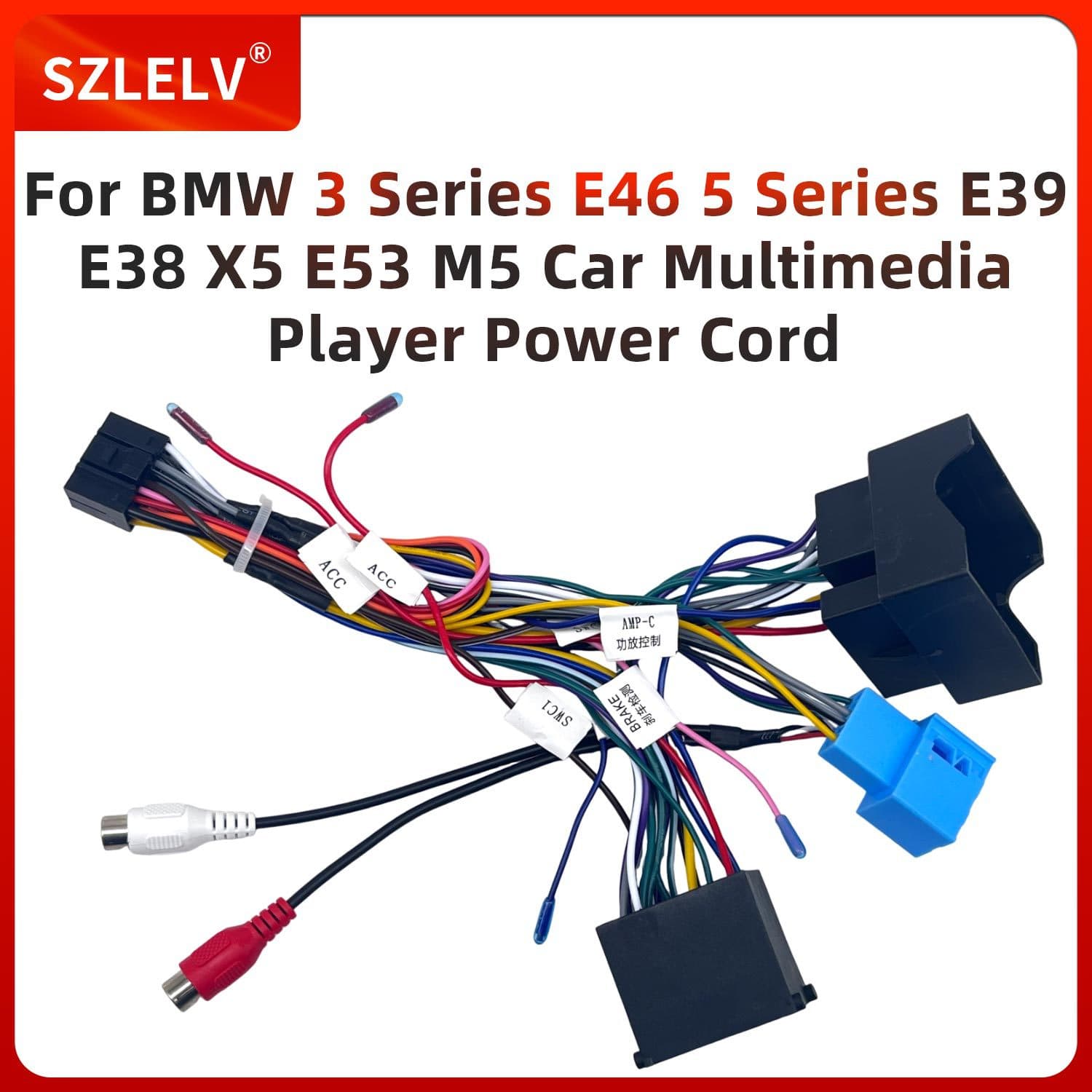 Compatible with BMW 3 Series 5 Series X5 E39 E53 Car Center Console Navigation E46 Amplifier Power Cable Connection Wire E38