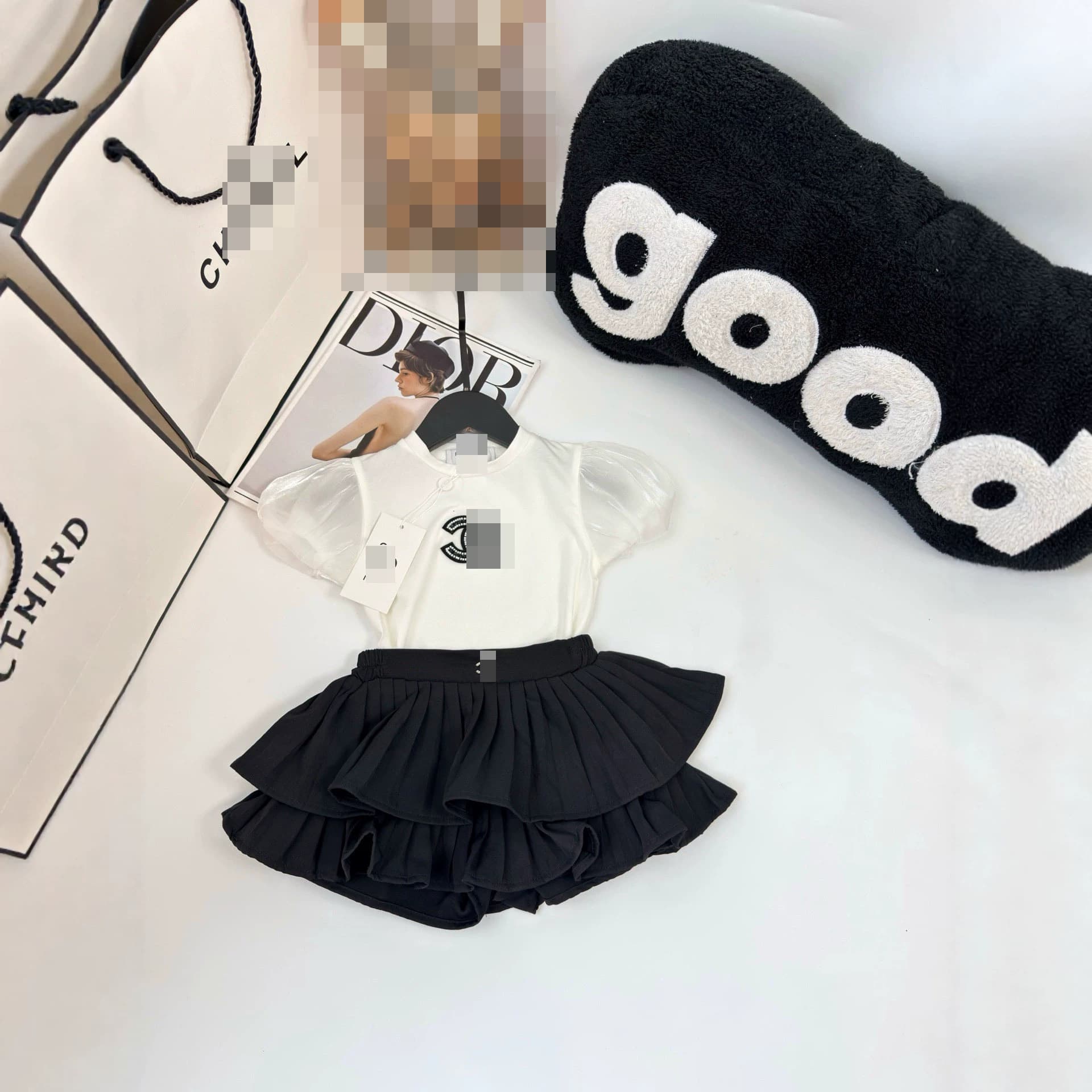 2026 Summer New Girls Short Sleeve Top + Skirt 2-Piece Set, Korean Style Round Neck T-Shirt and Skirt Set, Trendy