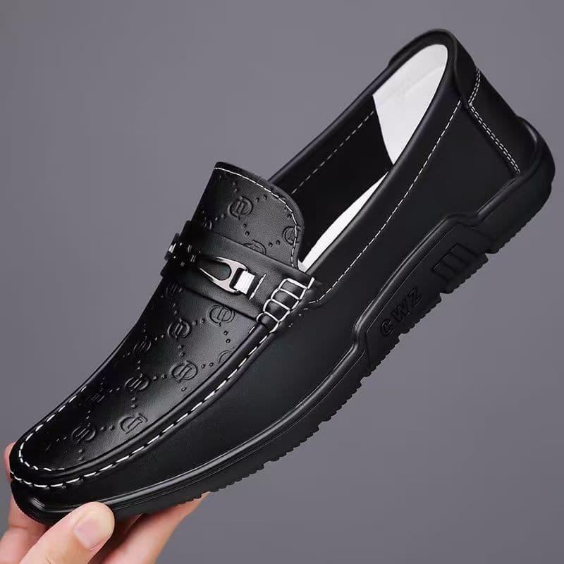 2024 Summer New Men's Casual Leather Shoes, Breathable Soft Leather, Soft Sole Driving Shoes, Loafers, Drop Shipping