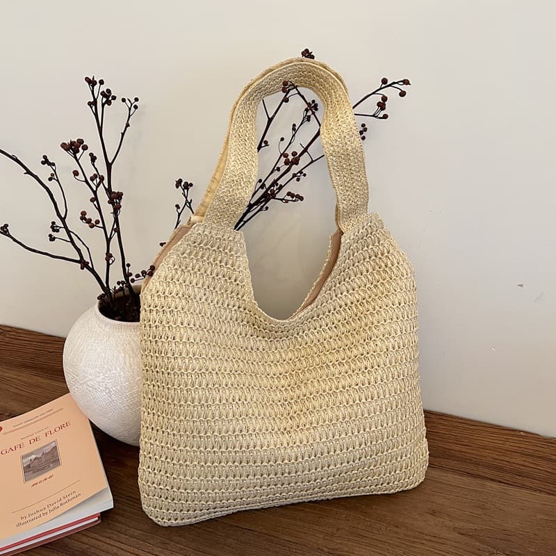 New Beach Vacation Style Straw Bag, Large Capacity Straw Tote Bag, Handwoven Shoulder Bag, Beach Straw Bag