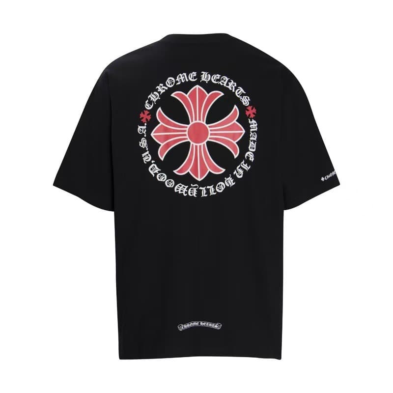 Cross-border High Version CH Cross Horseshoe Print Sanskrit Pattern Short Sleeve T-Shirt Unisex Drop Shipping