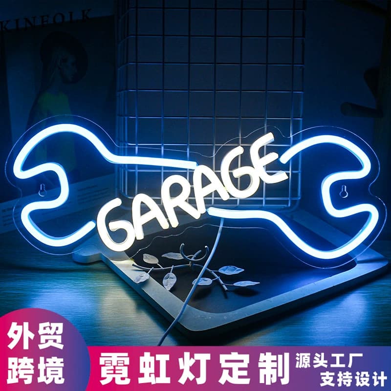 Cross-Border LED Neon Light Repair Shop Garage Wrench Engine Acrylic Neon Light Holiday Atmosphere Light