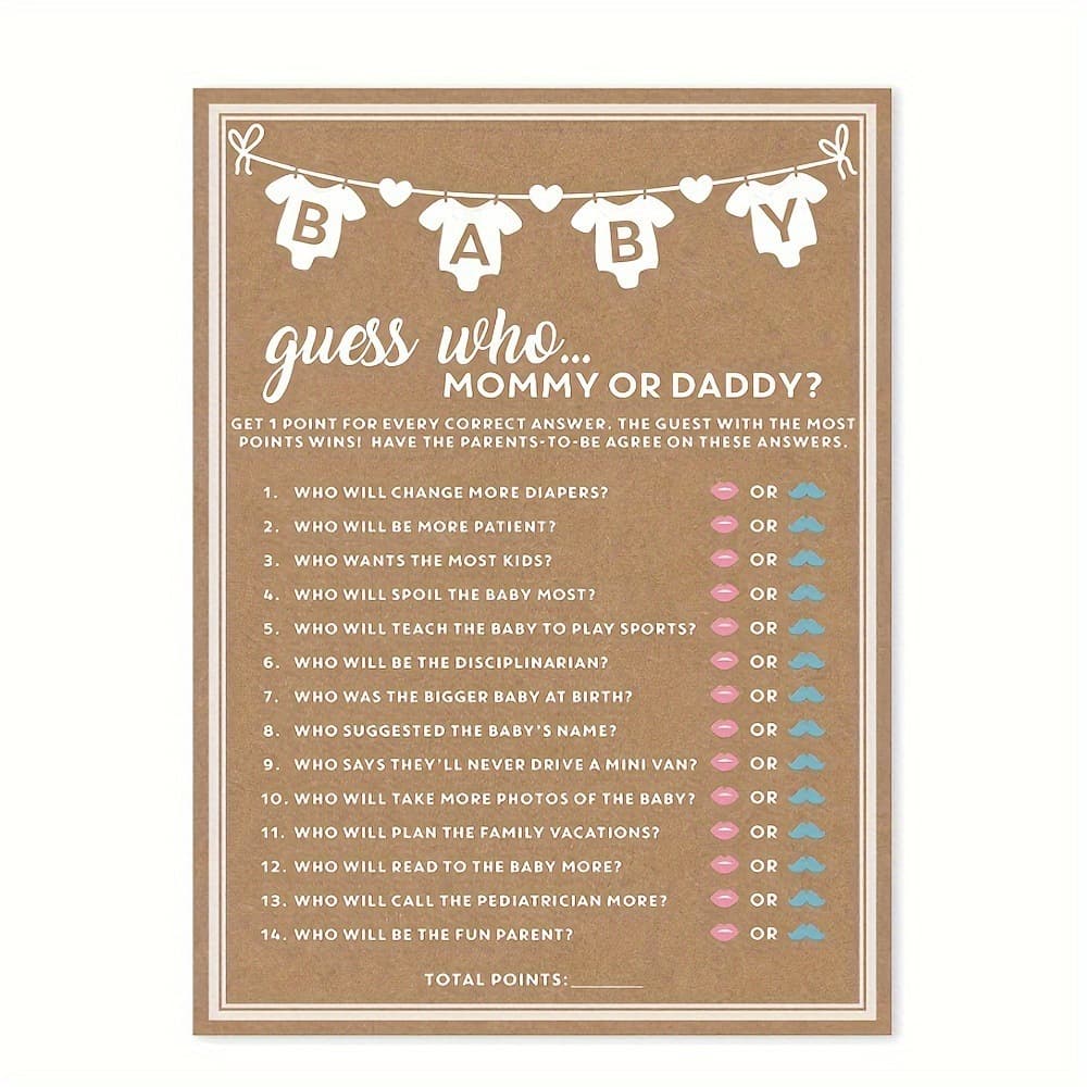 Cross-border In-Stock Baby Shower Gender Prediction Card Baby Advice Game Card for Boy or Girl Party