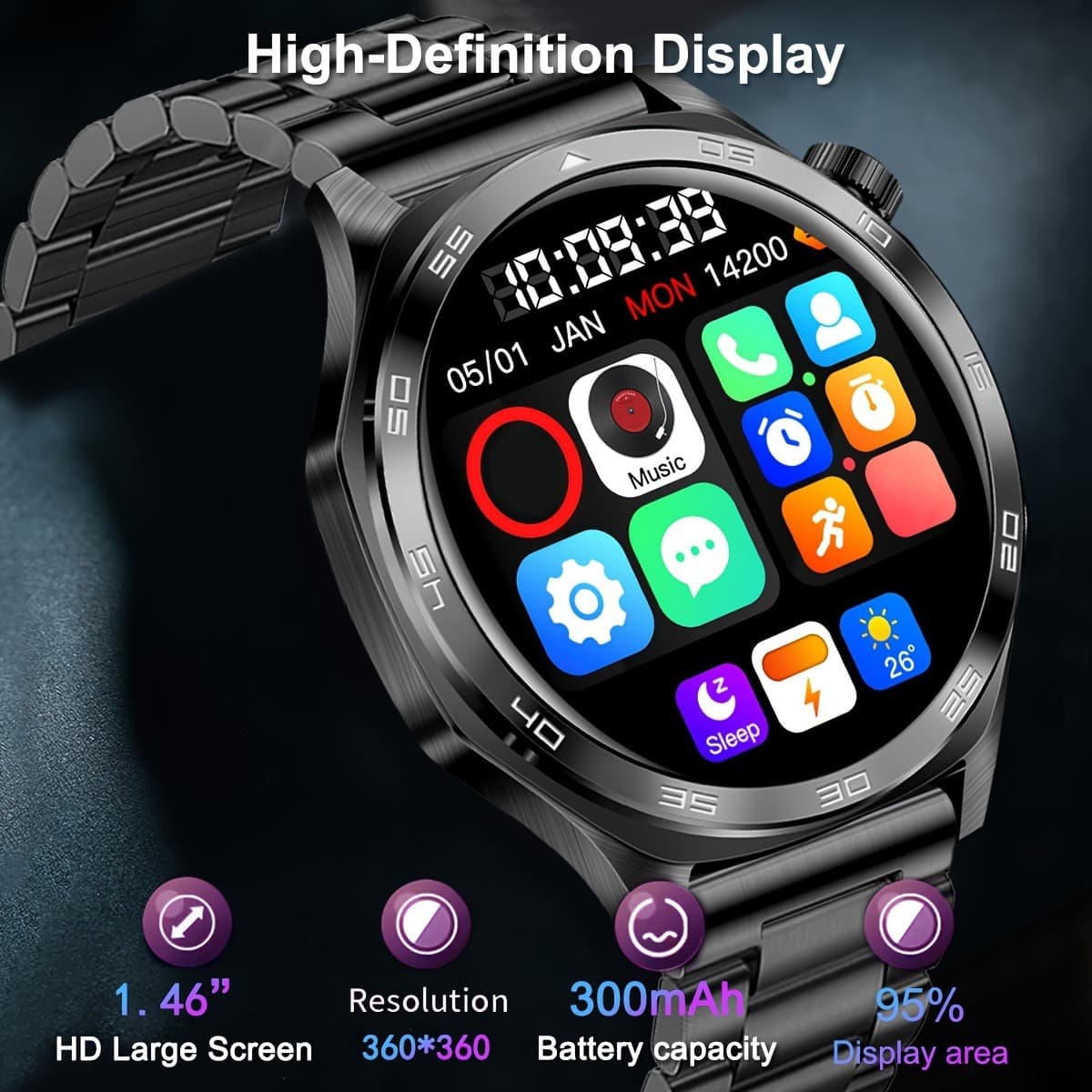 Smart Watch ⌚️ P15 Round Screen Bluetooth Calling Fitness Tracker Heart Rate Blood Pressure Full Touch Screen Sports Watch