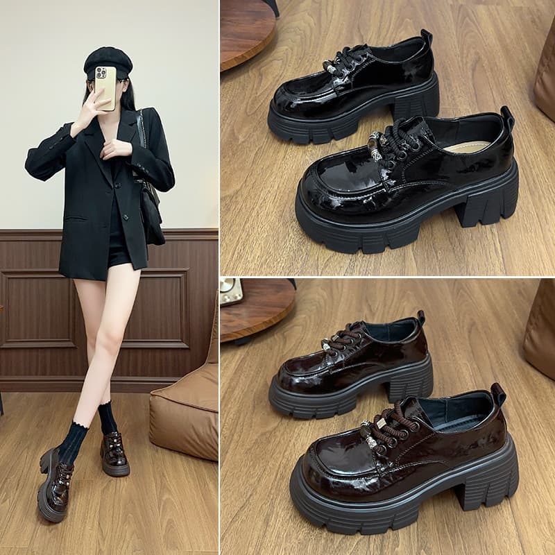 2025 Autumn/Winter Thick Sole Height-Increasing Loafers Martin Boots 6CM Chunky Heel Trendy Retro Style Comfortable Versatile Short Boots