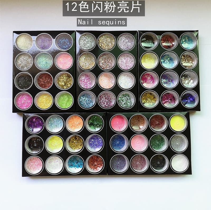Nail Art Supplies Wholesale Nail Glitter Sequins 12-Color Small Hexagon Diamond Glitter Snowflake Sequins Decorations