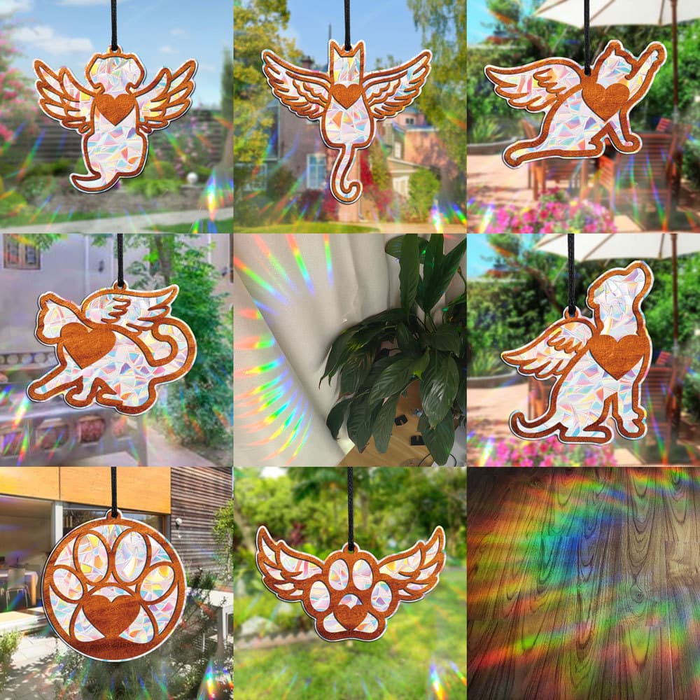 XCTYU069-076 Rainbow Sun Catcher Plaque Memorial Pet Dog Cat Angel Pet Pendant