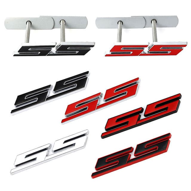 Front center grille car logo and rear tail logo sticker are suitable for Chevrolet SS sports version Cruze Camaroco modified exterior decoration