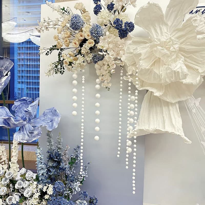 Blue Engagement Floral Arrangement Wedding Hall Outdoor Artificial Flowers Home Decoration Handrail Flower Materials Wholesale