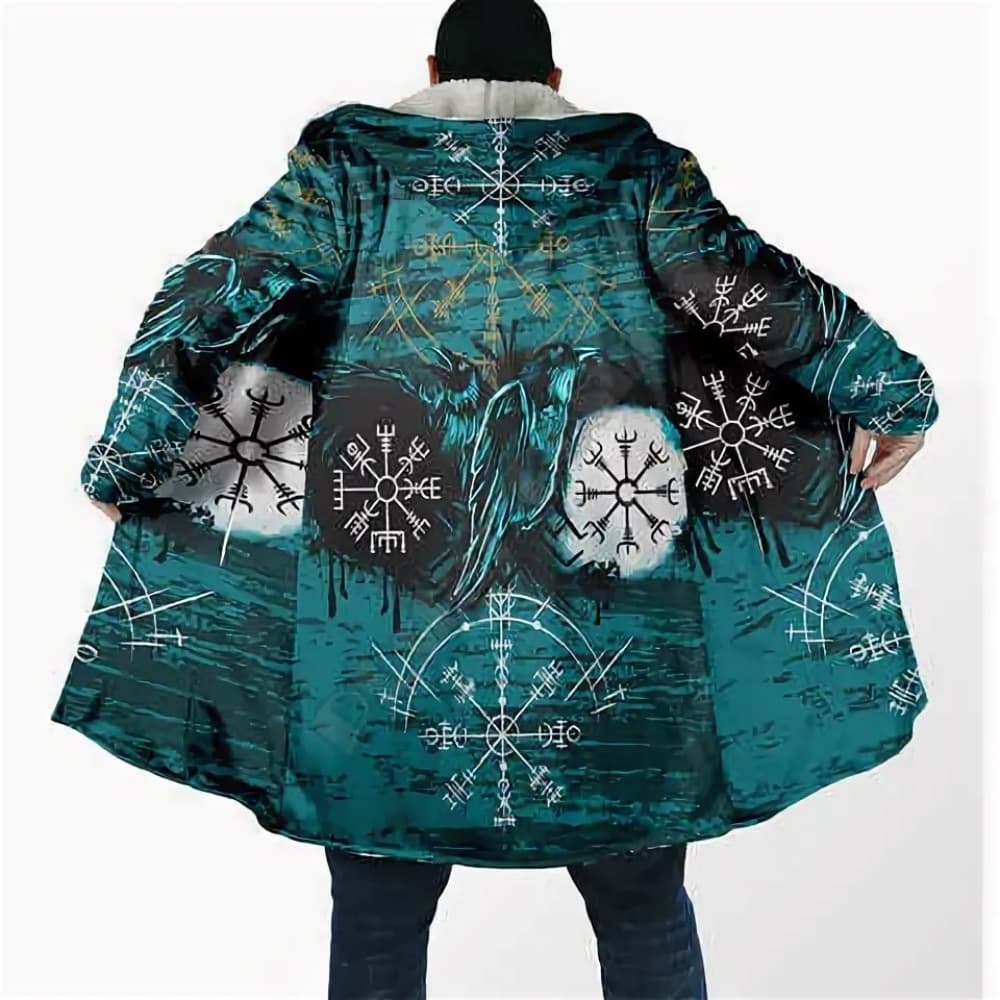 Amazon Hot Selling Hooded Cloak Viking Tattoo Graphic 3D Printing Fleece Hooded Sweater Men and Women Streetwear