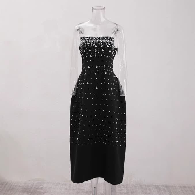 French Heavy-Duty Bead Hand-Stitched Mini Party Dress Hourglass Crop Top Gown Retro Niche Short Party Gowns Women's Clothing