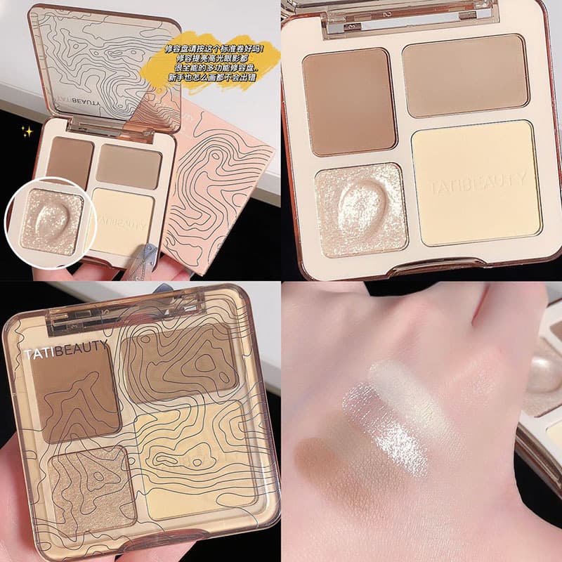 TB 4-Color Contour Palette Highlight & Contour All-in-One Matte Brightening Shimmer Highlighter 3D Contour Palette Nana Same Style