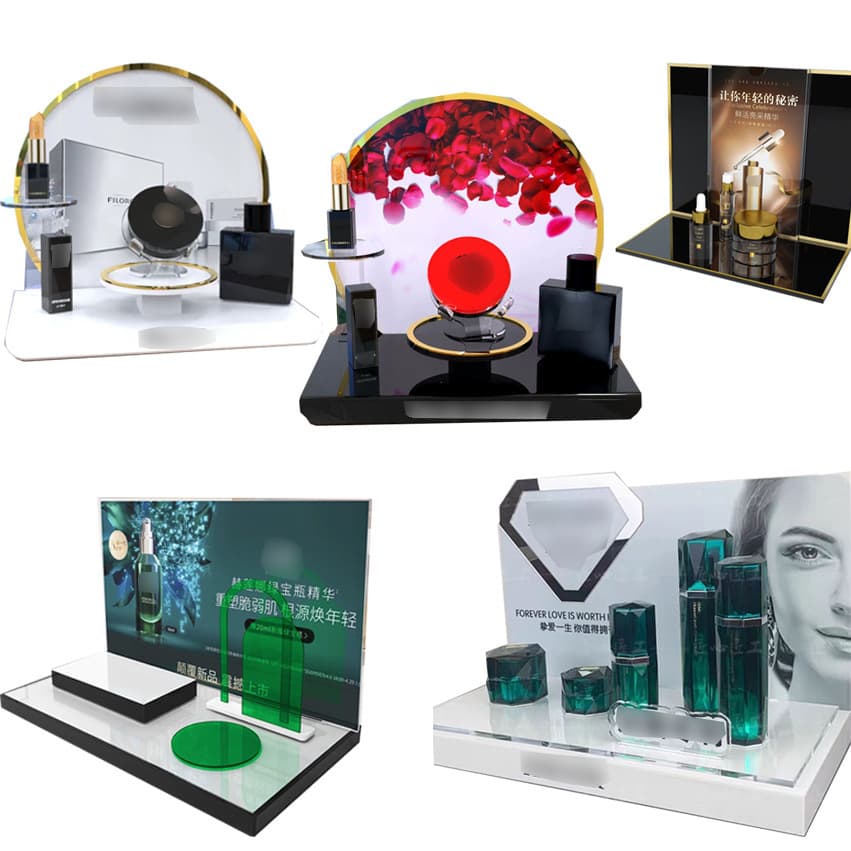 Custom Acrylic PVC Foam Board Desktop Display Rack for Cosmetics, Toothbrush, Massager