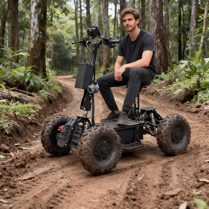 60V Off-Road Electric Four-Wheel Scooter Dual-Drive Four-Wheel Drive Electric Vehicle Outdoor Hunting High-Speed Patrol ATV