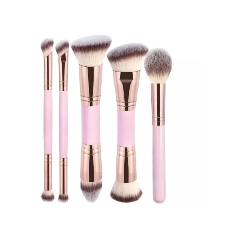 Cross-border 7-Piece Dual-Ended Makeup Brush Set, Ultra-Soft Tri-Color Bristles, Foundation Blush Brush, Contour Brush, Powder Brush
