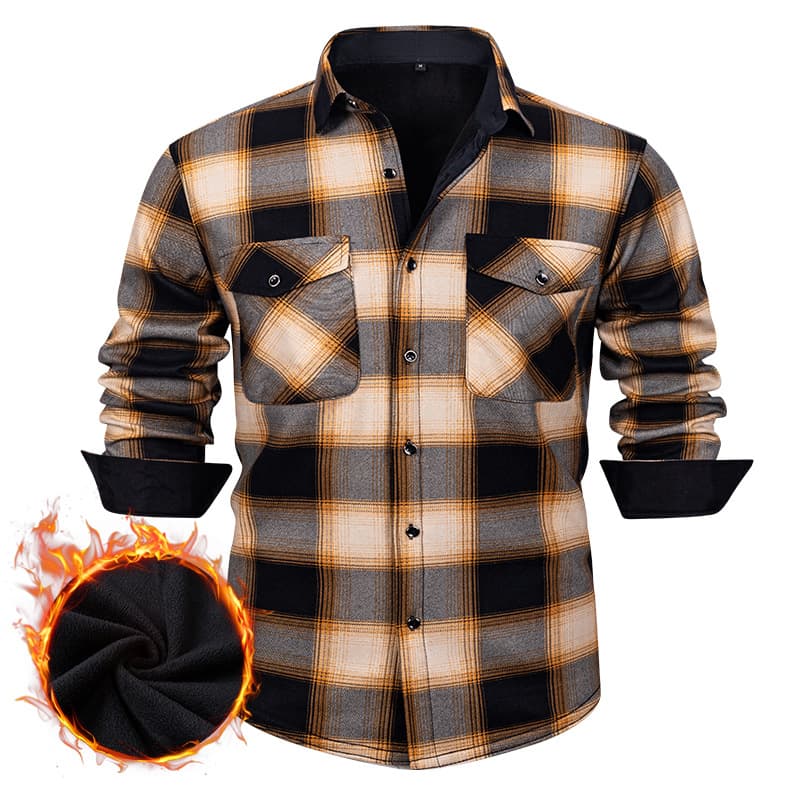 Men's velvet plaid shirt, Amazon AliExpress large size long-sleeved thermal shirt, thickened men's cross-border shirt