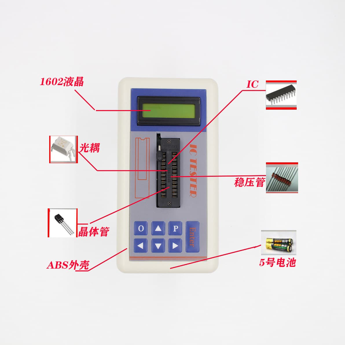 Integrated Circuit Tester IC Tester Transistor Tester TSH-06F Chip Detector