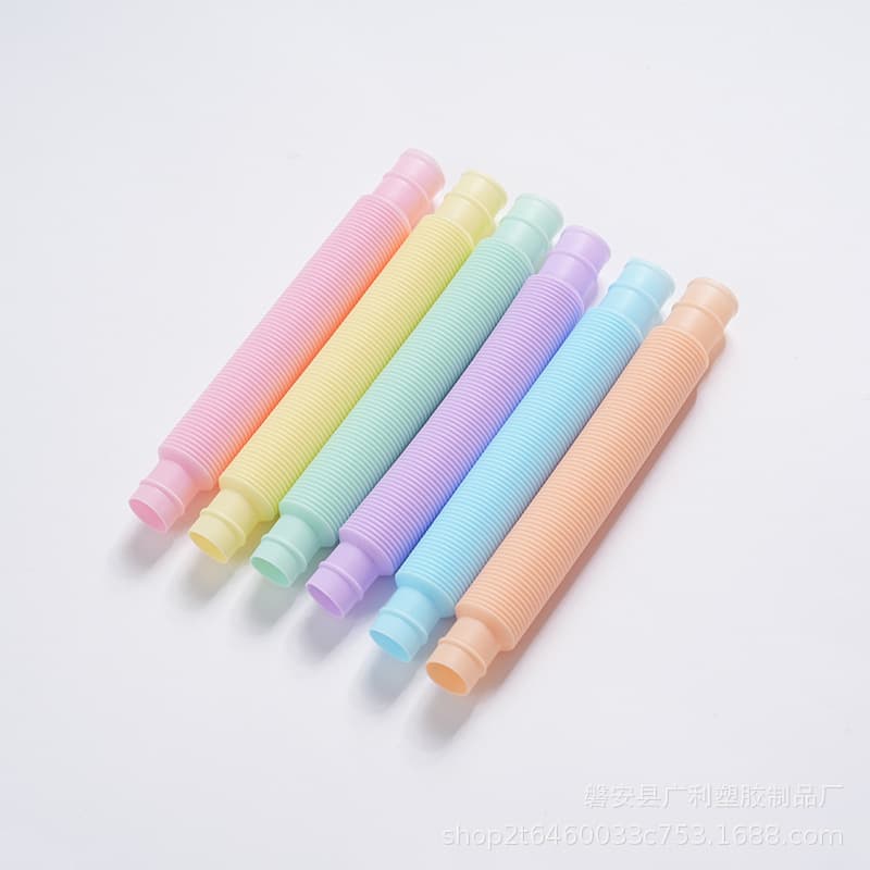 PopTube toy retractable tubes, macaron color stress relief tubes, colorful pull tubes