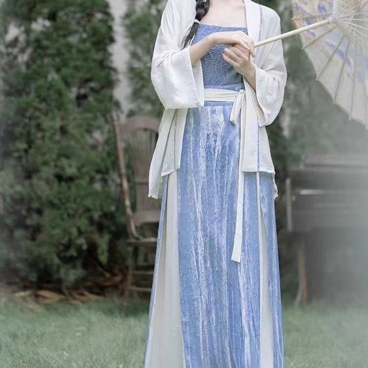 Improved daily Hanfu three-piece suit made in the Song Dynasty, Chinese style double-breasted blouse, Han element suit, super fairy outfit