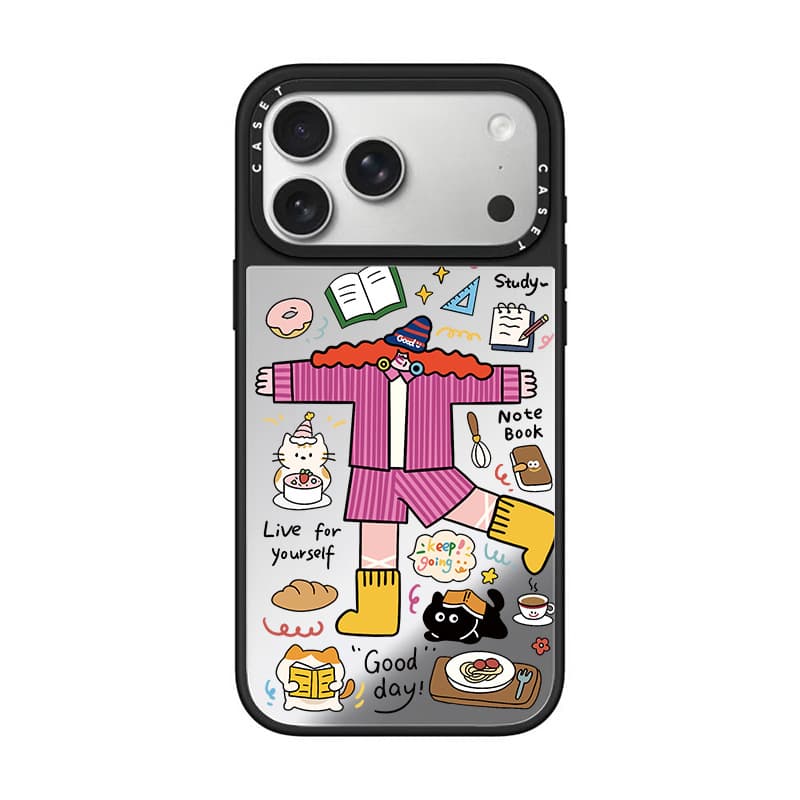 C family co-branded Apple mobile phone case black edge mirror abstract small fresh suitable for iPhone17promax16pro15