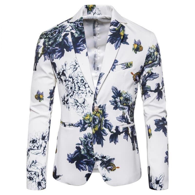 2024 New Fashion Casual Slim Floral Suit Nightclub Bar Performance Host Wedding Suit Jacket