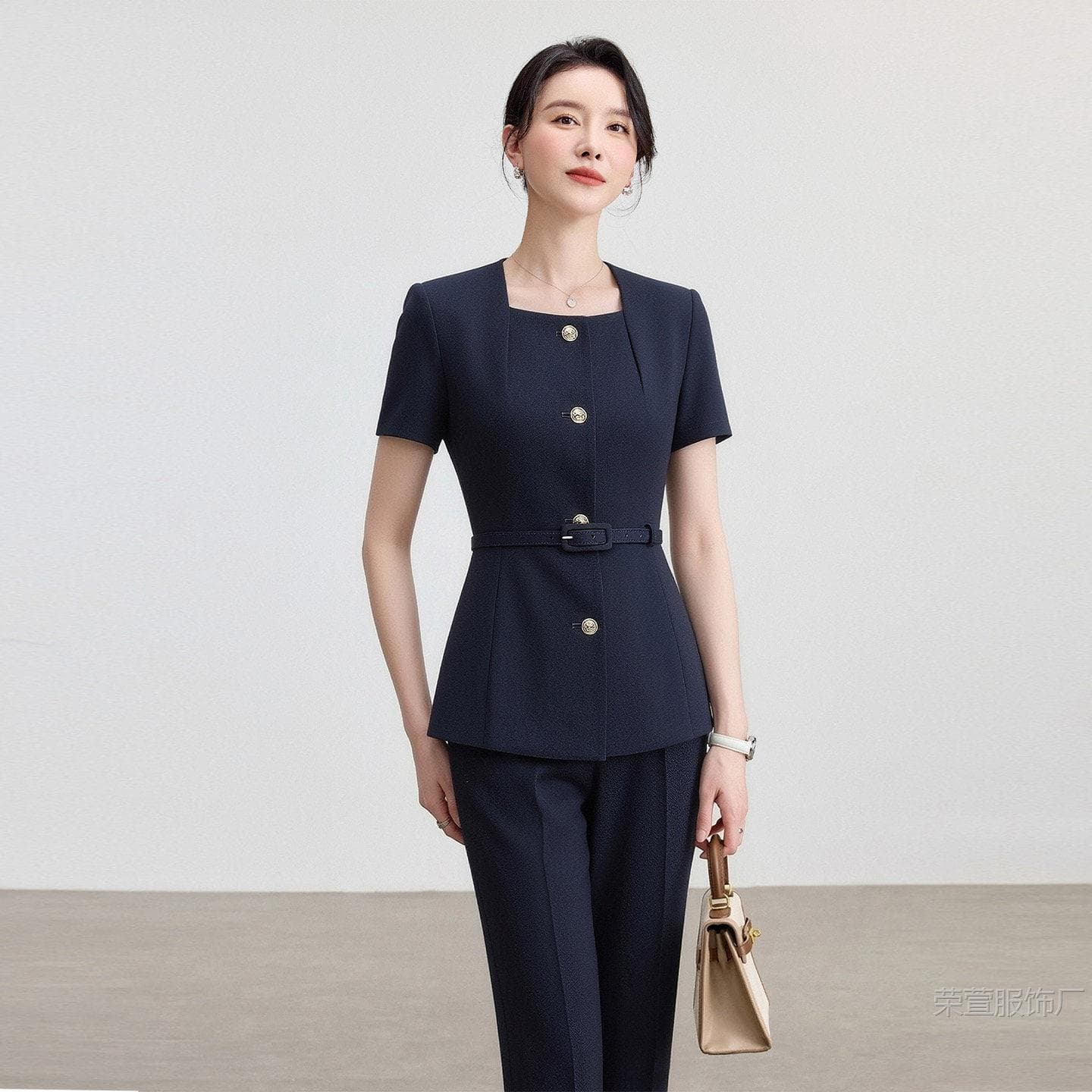 Summer Professional Suit Set for Women Short Sleeve Thin OL Style Beauty Salon Hotel Front Desk Reception Workwear