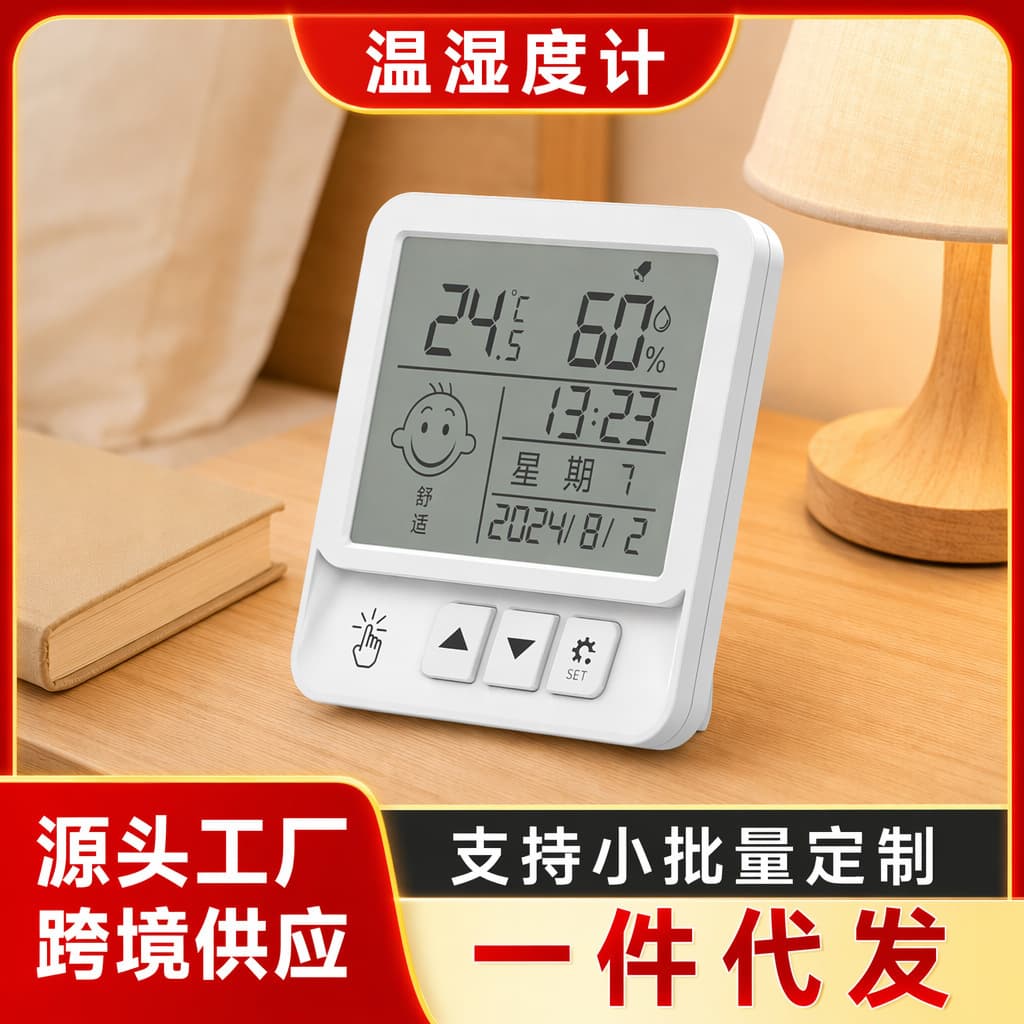 Cross-border Electronic Digital Hygrometer Thermometer Indoor Home High-Precision Temperature Humidity Monitor with Calendar Clock