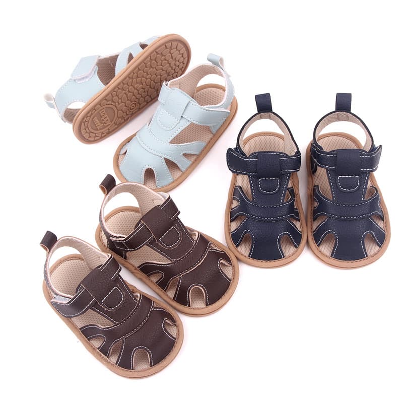 Spring and Summer Unisex Closed-Toe Rubber Sole Non-Slip Breathable Sandals, Wear-Resistant Baby Shoes for 0-12 Months, Learning to Walk Sandals BB3018