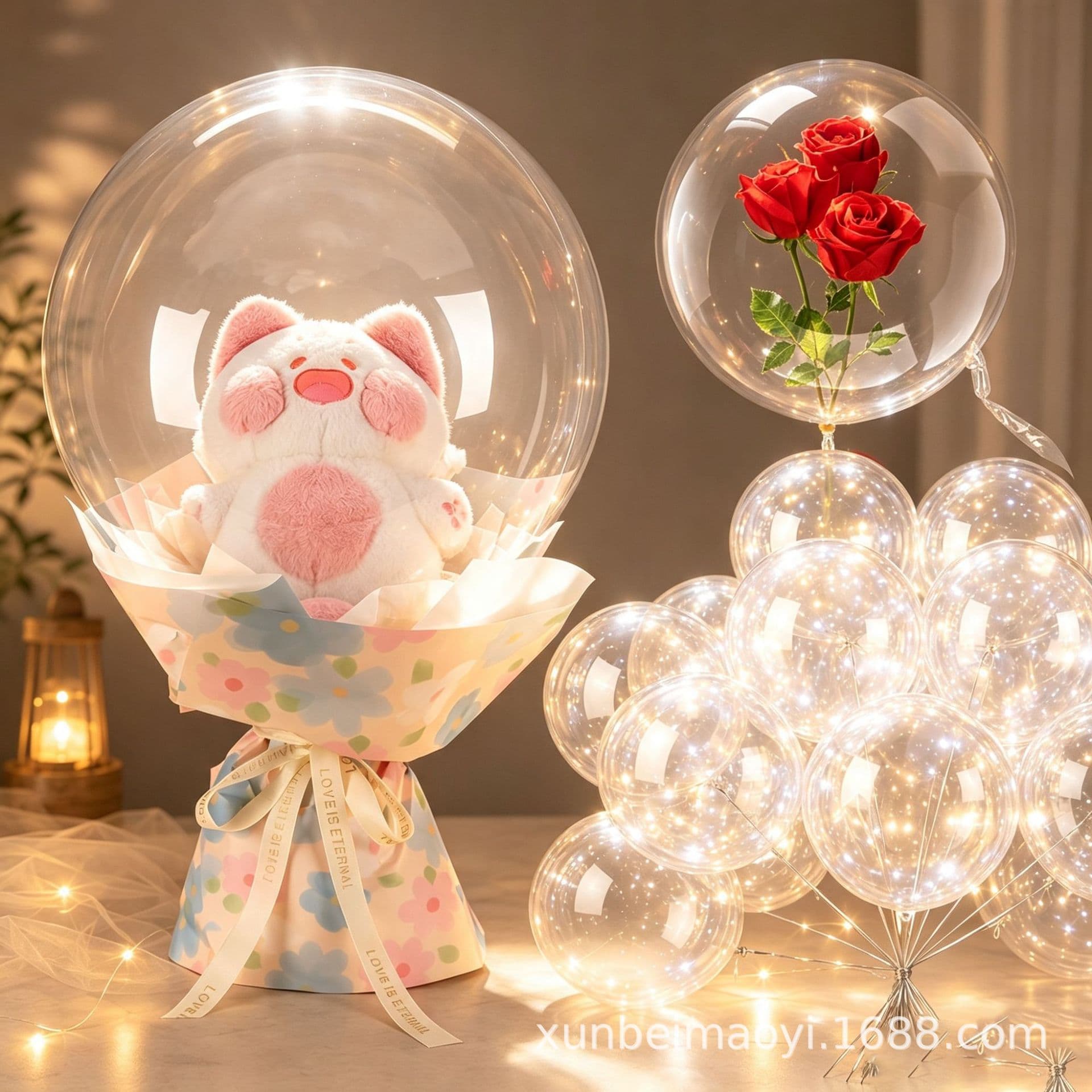 Easter Wedding 26/30 Inch Bouquet Filler Wide Mouth Bubble Balloon 20 Inch 24 Inch Birthday Round Transparent Balloon