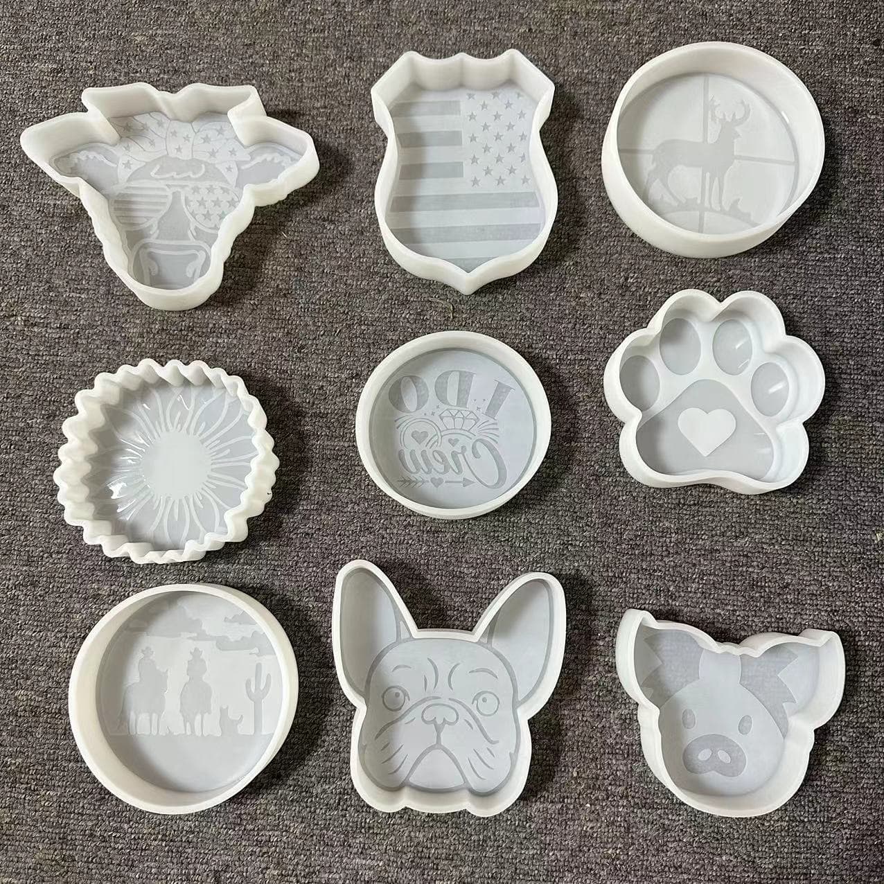 French bulldog car candle silicone mold shield flower cat claw cow plaster diffuser candle mold