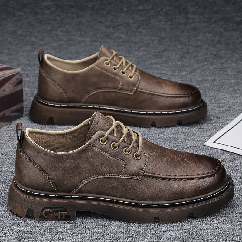 Men's shoes 2025 new spring British business formal sports black casual trendy shoes men's low-top work leather shoes.
